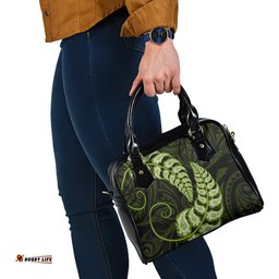 Green New Zealand Paisley Silver Fern Shoulder Handbag Aotearoa Maori