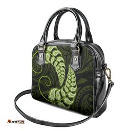 Green New Zealand Paisley Silver Fern Shoulder Handbag Aotearoa Maori