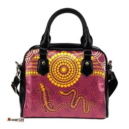 Aboriginal Shoulder Handbag - Aboriginal Snake And Alligator