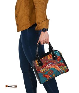 Aboriginal Shoulder Handbag - Indigenous Boomerang