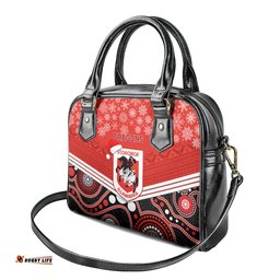 Custom Dragons Rugby Christmas Shoulder Handbag Merry Xmas 2023 Mix Aboriginal Art