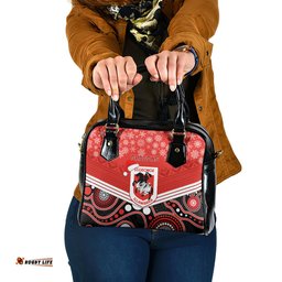 Custom Dragons Rugby Christmas Shoulder Handbag Merry Xmas 2023 Mix Aboriginal Art