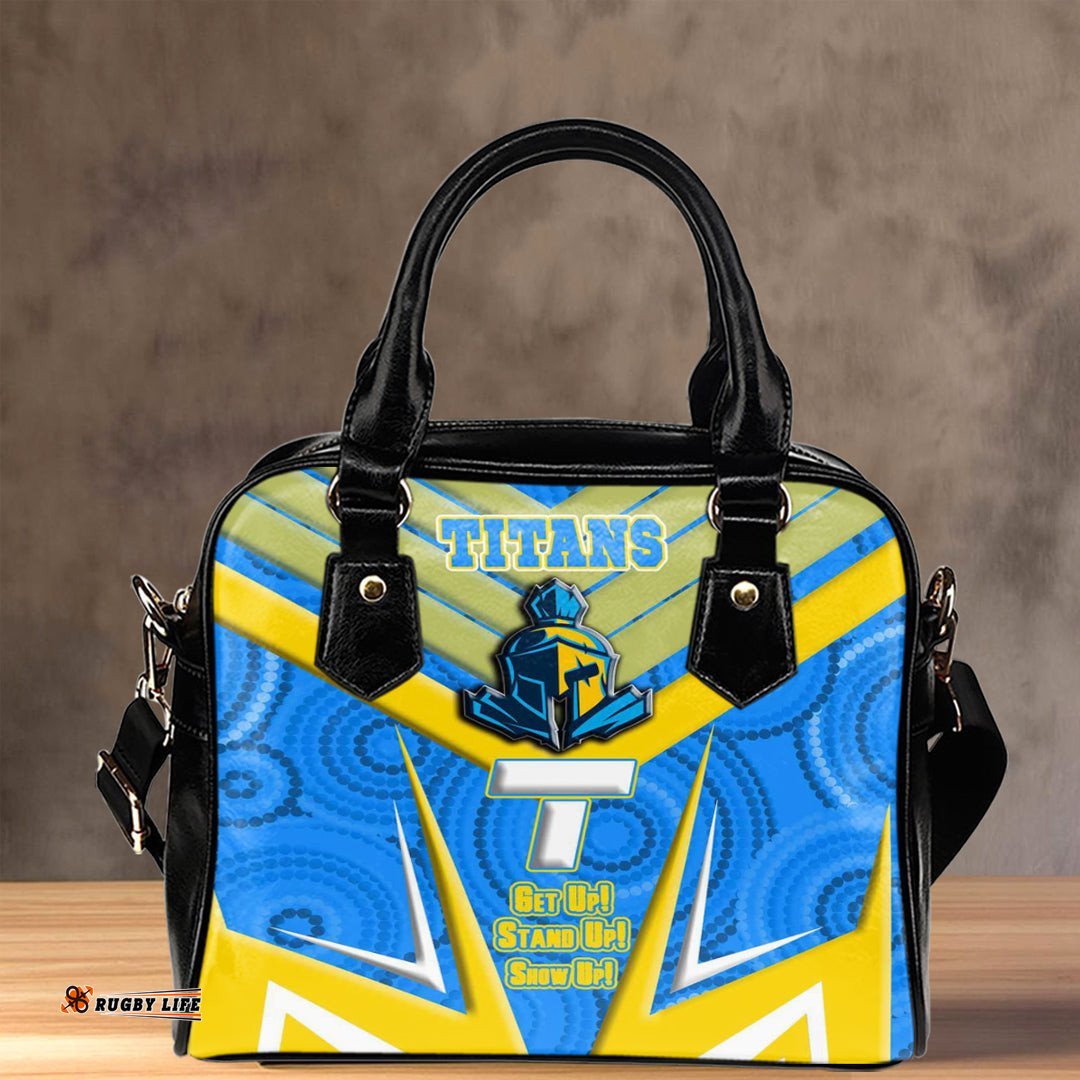 Vibe Hoodie Shoulder Handbag - Gold Coast Titans Naidoc 2022 Sporty Style Shoulder Handbag