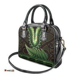 Lime Green African Dashiki With Aotearoa Maori Shoulder Handbag Paua Shell Mix Silver Fern