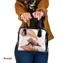 Red New Zealand Tuatara Shoulder Handbag Aotearoa Sphenodon Punctatus Silver Fern