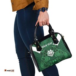 Custom Aotearoa Rugby Shoulder Handbag New Zealand Maori Kete Poutama Pattern