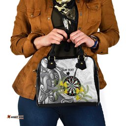 Personalised New Zealand Darts Shoulder Handbag Kowhai Floral with Maori Tattoo
