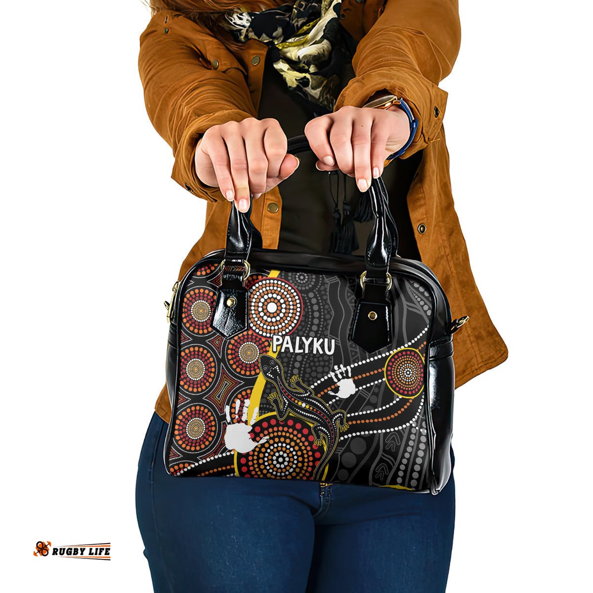 PALYKU Australia Lizard Aboriginal Art Shoulder Handbag