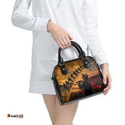 ANZAC Day 2024 Shoulder Handbag Silver Fern With A Trumpet Soldier