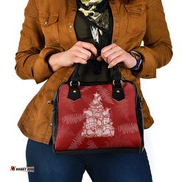 New Zealand Christmas Shoulder Handbag Silver Fern Mix Kiwi Bird Ver02