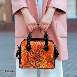 Aboriginal Personalised Shoulder Handbag - Aboriginal Boomerangs And Dot Circle