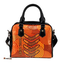 Aboriginal Personalised Shoulder Handbag - Aboriginal Boomerangs And Dot Circle