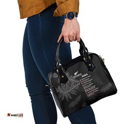 Custom New Zealand Haka Rugby Shoulder Handbag 2024 Pacific Go Black Silver Fern