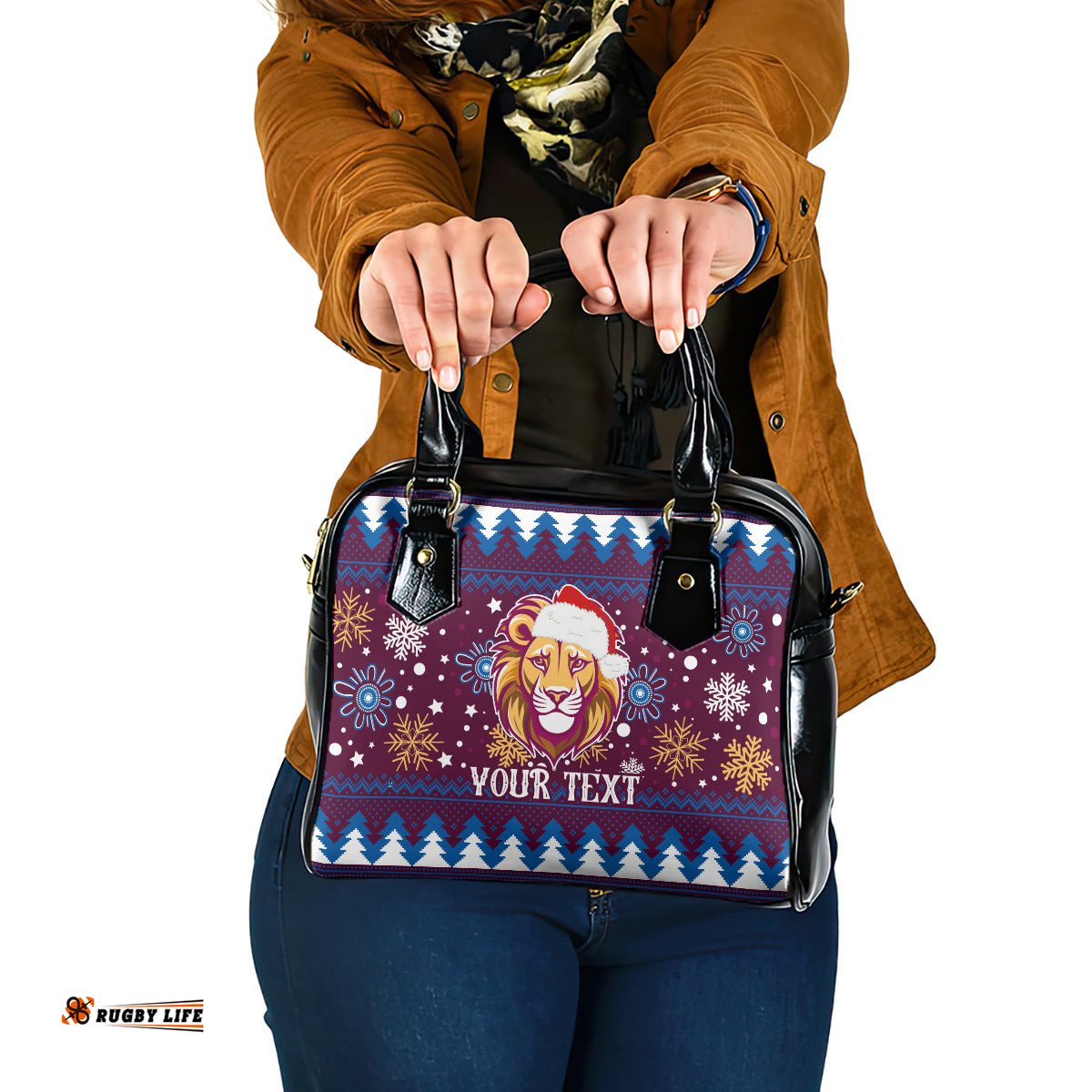 Custom Lions Football Shoulder Handbag Christmas Vibe 2023
