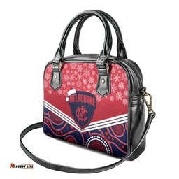 Custom Melbourne Football Christmas Shoulder Handbag Merry Xmas 2023 Mix Aboriginal Art