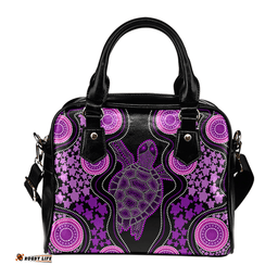 Indigenous Australian Aboriginal Aboriginal Art Color Turtle Inspired Purple Shoulder Handbag