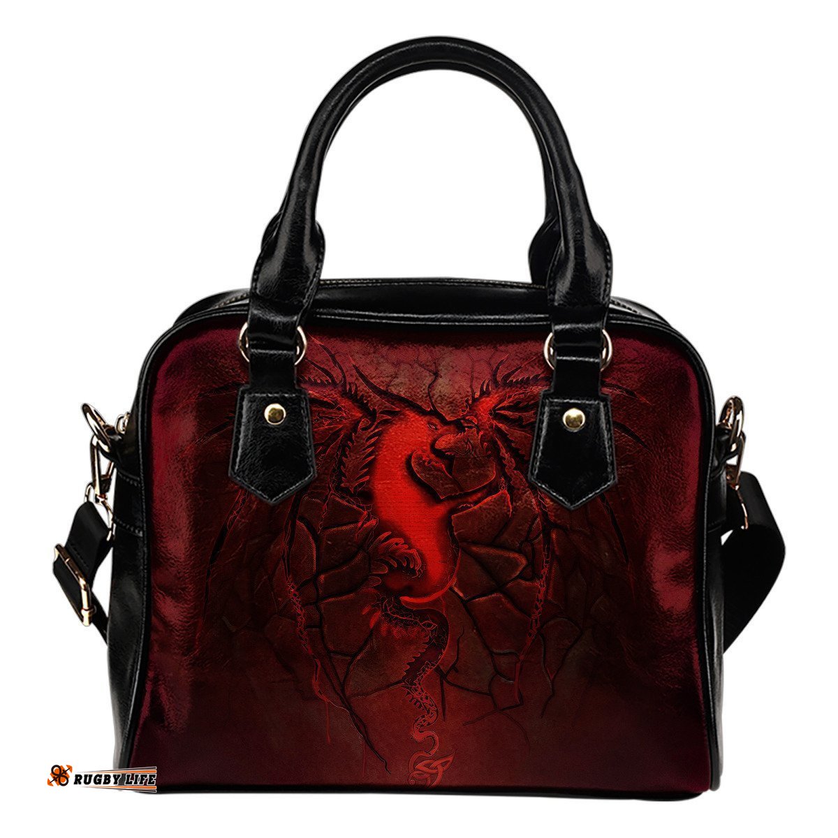 Wales Shoulder Handbag, Welsh Dragon Lava