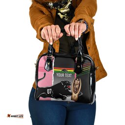 Personalised Panther Rugby NRL Premiers Shoulder Handbag Panther Pride Black & Pink Sporty Vibe