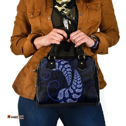 Blue New Zealand Paisley Silver Fern Shoulder Handbag Aotearoa Maori