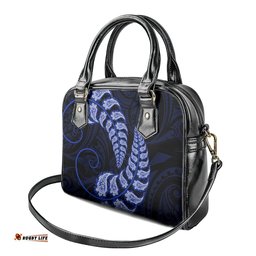 Blue New Zealand Paisley Silver Fern Shoulder Handbag Aotearoa Maori