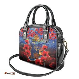 Personalised Cowboys Rugby ANZAC Shoulder Handbag Starry Night and Field of Poppies