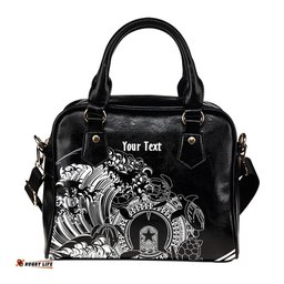 CustomAboriginal Shoulder Handbags, Torres Strait Islands in Wave Black