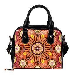 Aboriginal Shoulder Handbag - Circle Flowers Patterns VER01