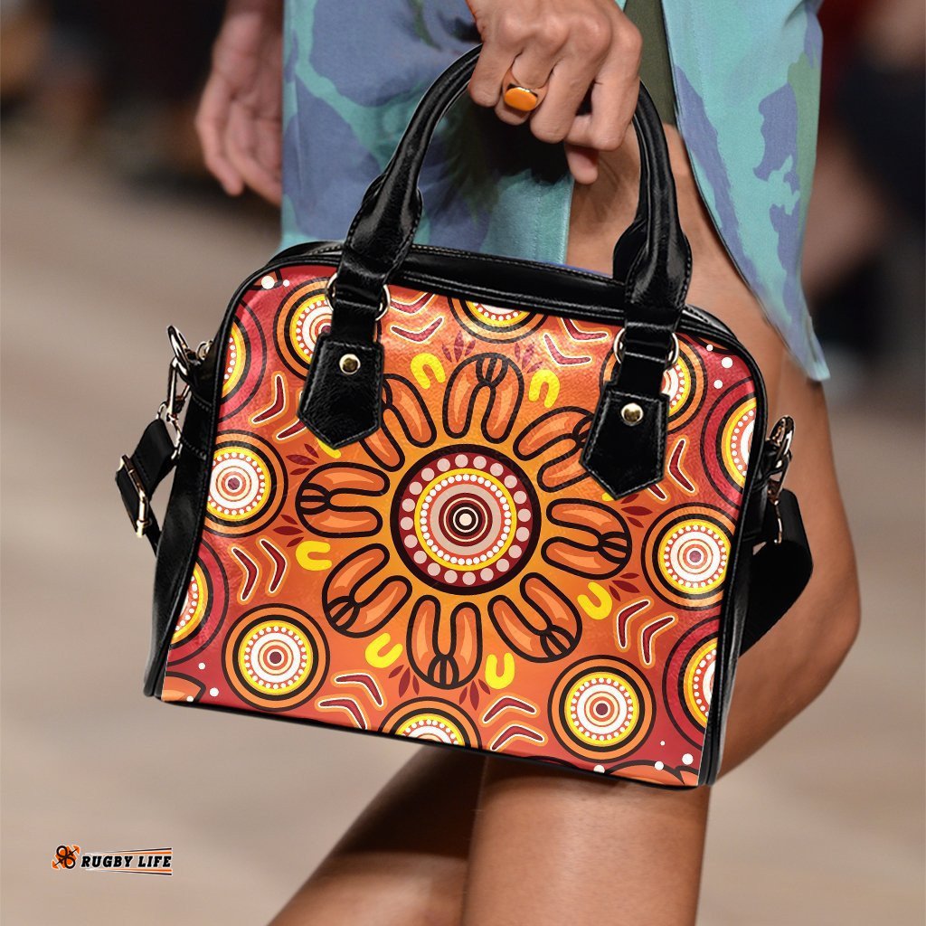 Aboriginal Shoulder Handbag - Circle Flowers Patterns VER01