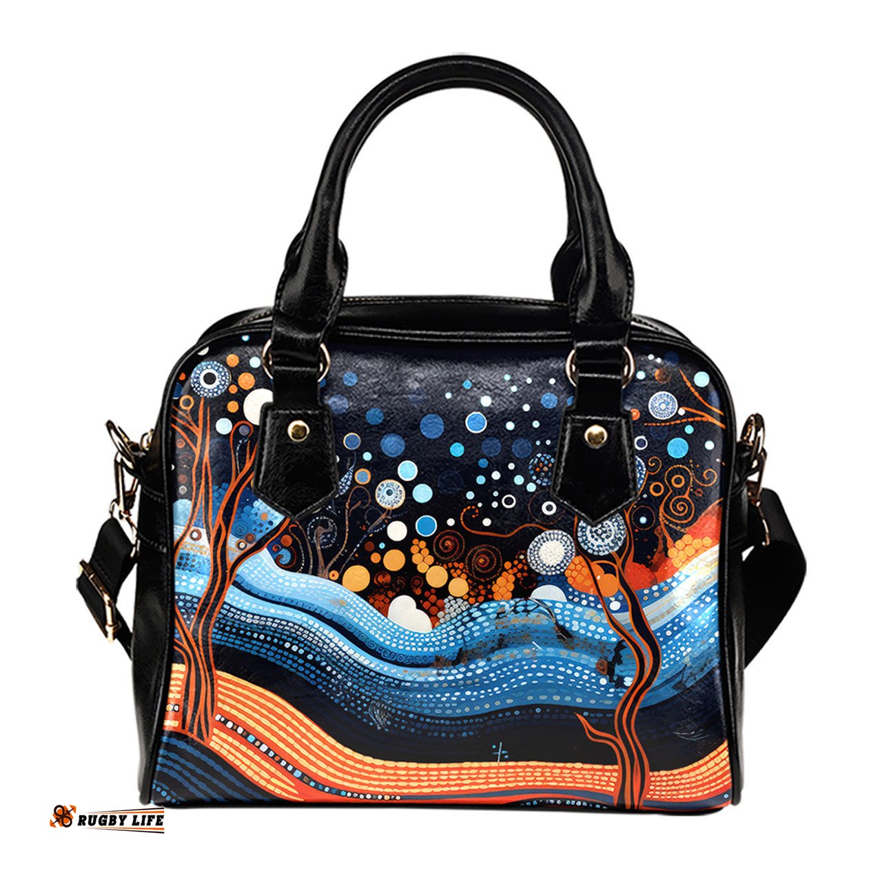 Indigenous Australian Aboriginal Aboriginal Culture Indigenous Trees Dot Painting Art Inspired Shoulder Handbag