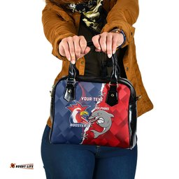 Personalised Dolphins And Roosters Rugby Shoulder Handbag NRL Sporty Style