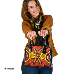 Indigenous Australian Aboriginal Flame Bloom Spirit Shoulder Handbag