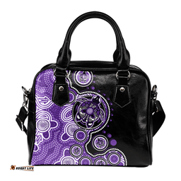 Indigenous Australian Aboriginal Indigenous Turtles Aboriginal Dot Arts Purple Shoulder Handbag