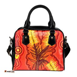 Indigenous Australian Aboriginal Golden Flame Bottlebrush Shoulder Handbag
