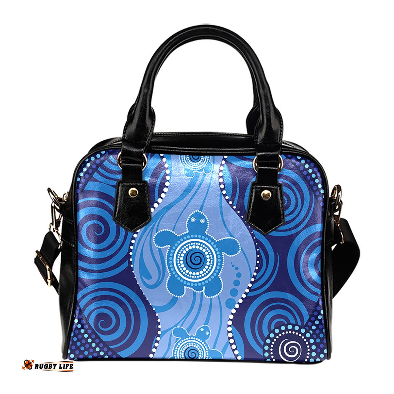 Indigenous Australian Aboriginal Blue Turtle Dreaming Shoulder Handbag