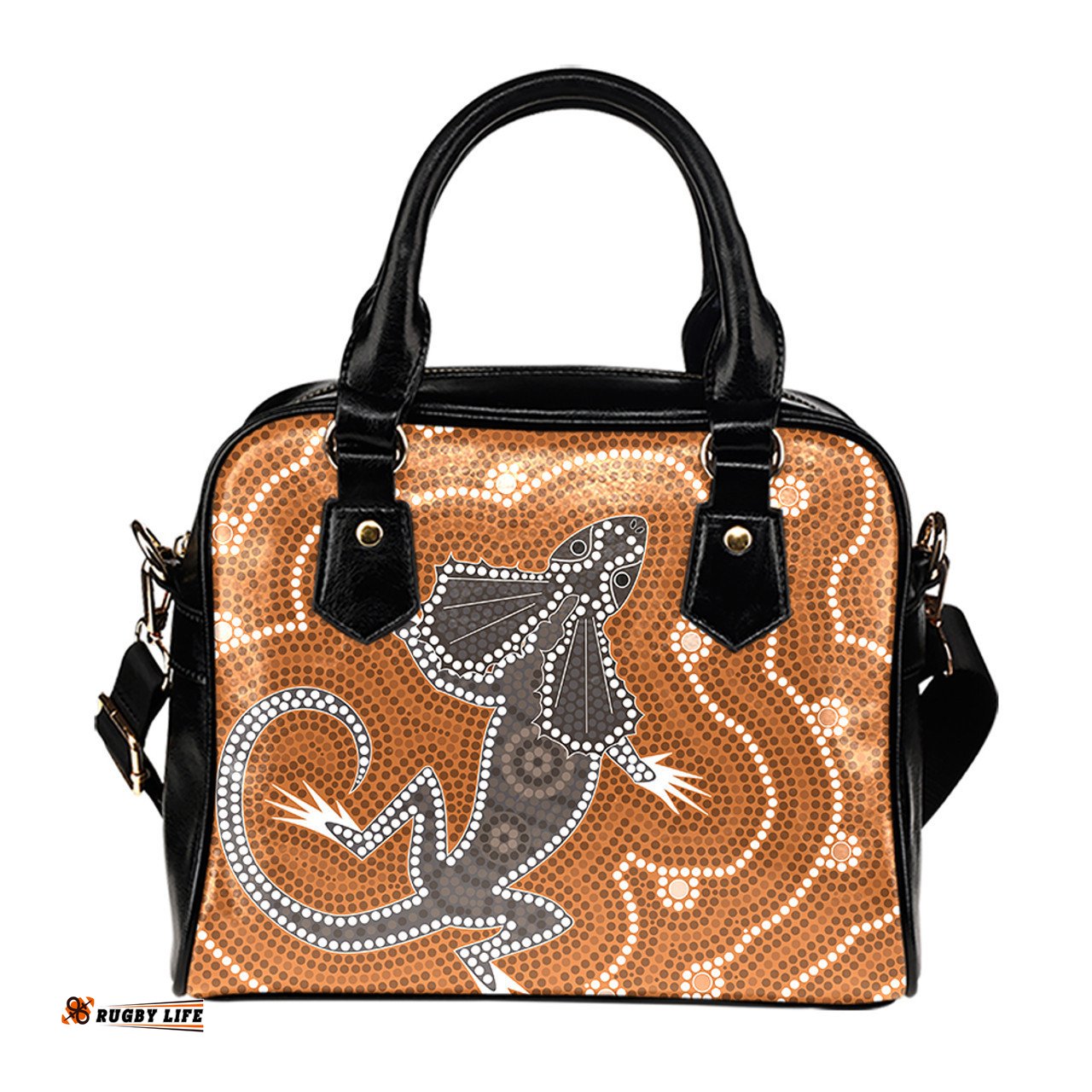 Indigenous Australian Aboriginal Goanna Dreaming Path Shoulder Handbag