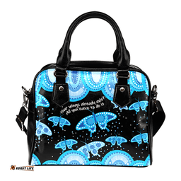 Indigenous Australian Aboriginal Aboriginal Butterflies Art Inspired Blue Shoulder Handbag