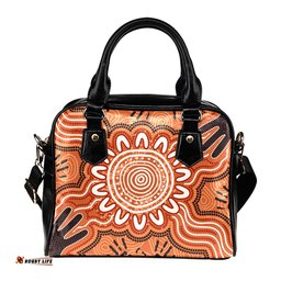 Indigenous Australian Aboriginal Aboriginal Sunburst Dreaming Path Shoulder Handbag