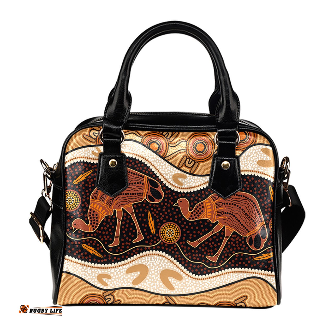 Indigenous Australian Aboriginal Emu Aboriginal Painting Shoulder Handbag