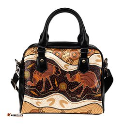 Indigenous Australian Aboriginal Emu Aboriginal Painting Shoulder Handbag
