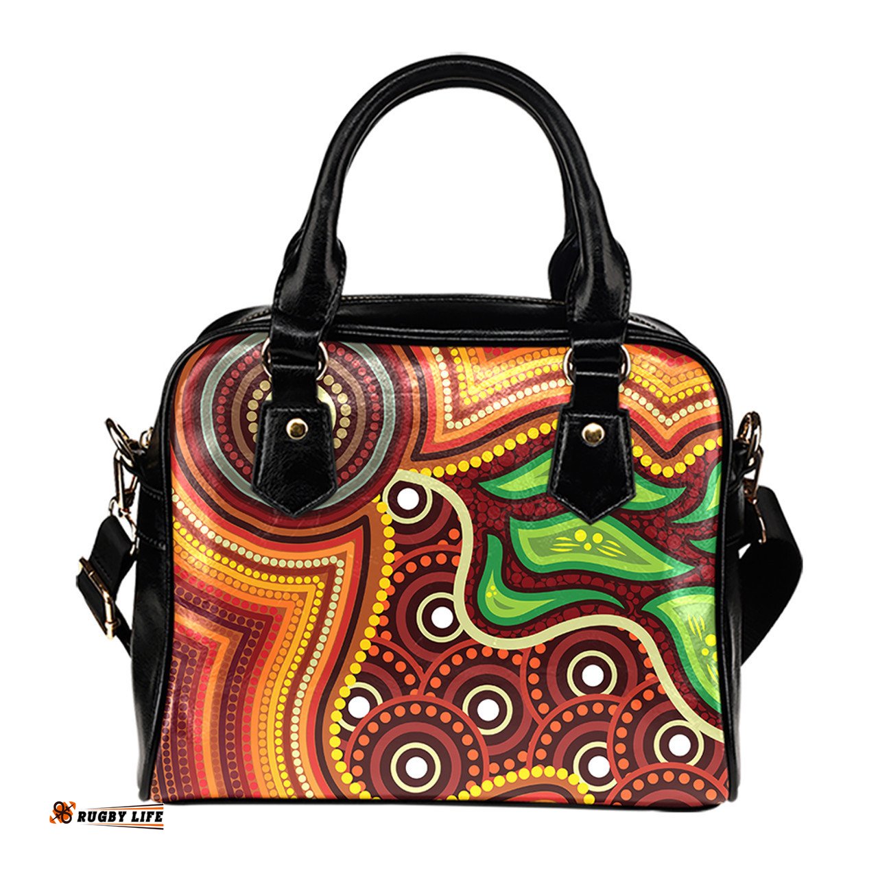 Indigenous Australian Aboriginal Eternal Gathering Circles Shoulder Handbag