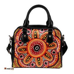 Indigenous Australian Aboriginal Desert Bloom Radiance In The Heart Of The Sun Shoulder Handbag