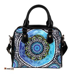 Indigenous Australian Aboriginal Aboriginal Ocean Bloom Circle Dreaming Shoulder Handbag