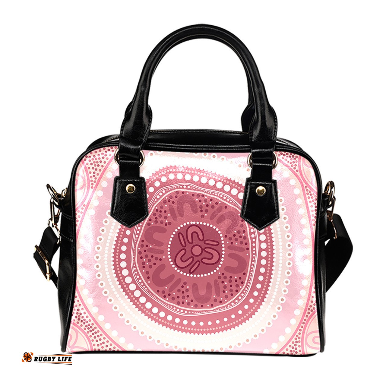 Indigenous Australian Aboriginal Sacred Pink Harmony With Dreamtime Floral Spirit Shoulder Handbag