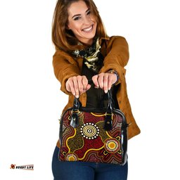Indigenous Australian Aboriginal Dreaming Path In Red Harmony Shoulder Handbag