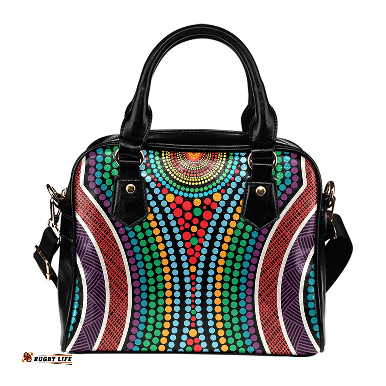 Indigenous Australian Aboriginal Dot Color In The Aboriginal Style Shoulder Handbag