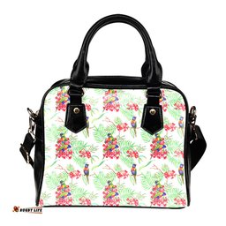 Indigenous Australian Aboriginal Rainbow Lorikeets Colorful Tropical Exotic Flowers Shoulder Handbag