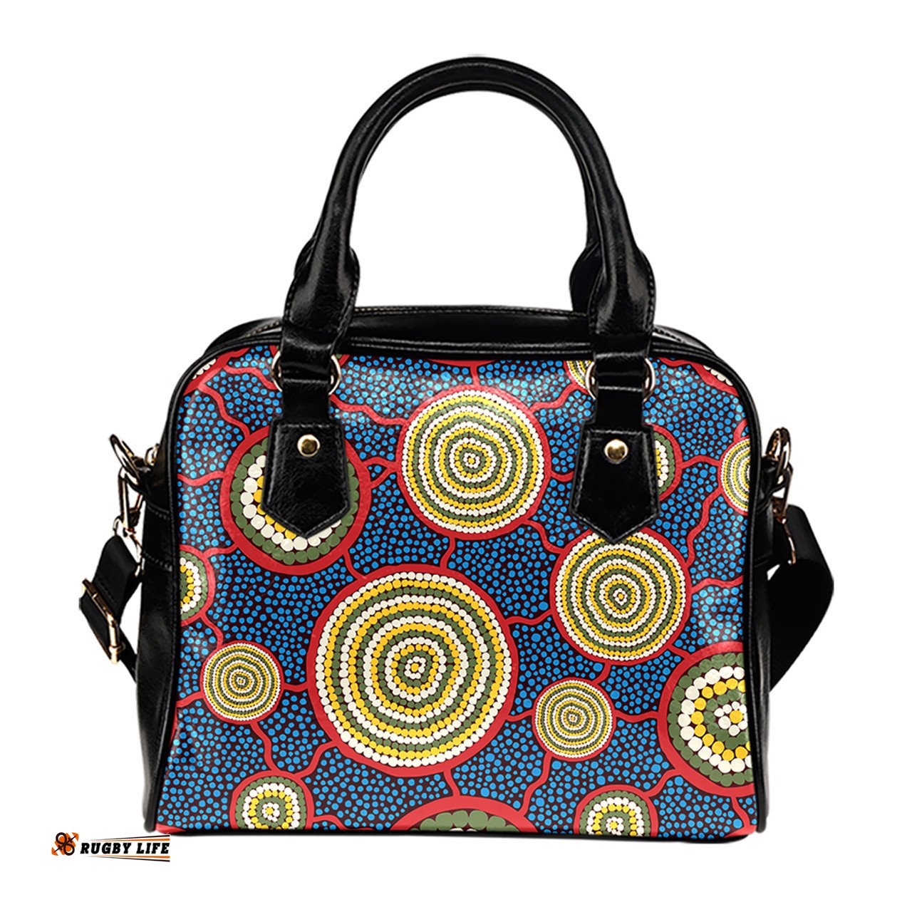 Indigenous Australian Aboriginal Gathering Circles Of Country Shoulder Handbag