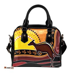 Indigenous Australian Aboriginal Kangaroo Trail Under The Outback Sun Shoulder Handbag