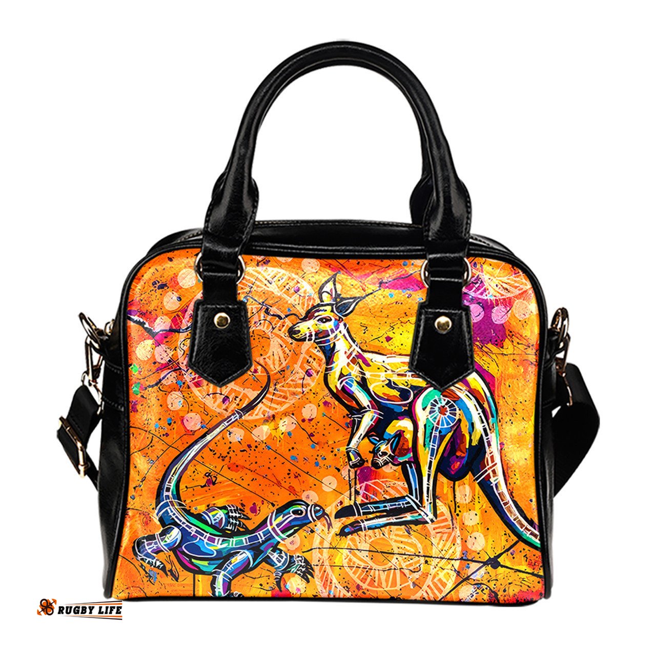Indigenous Australian Aboriginal Australia Kangaroo And Goanna Shoulder Handbag