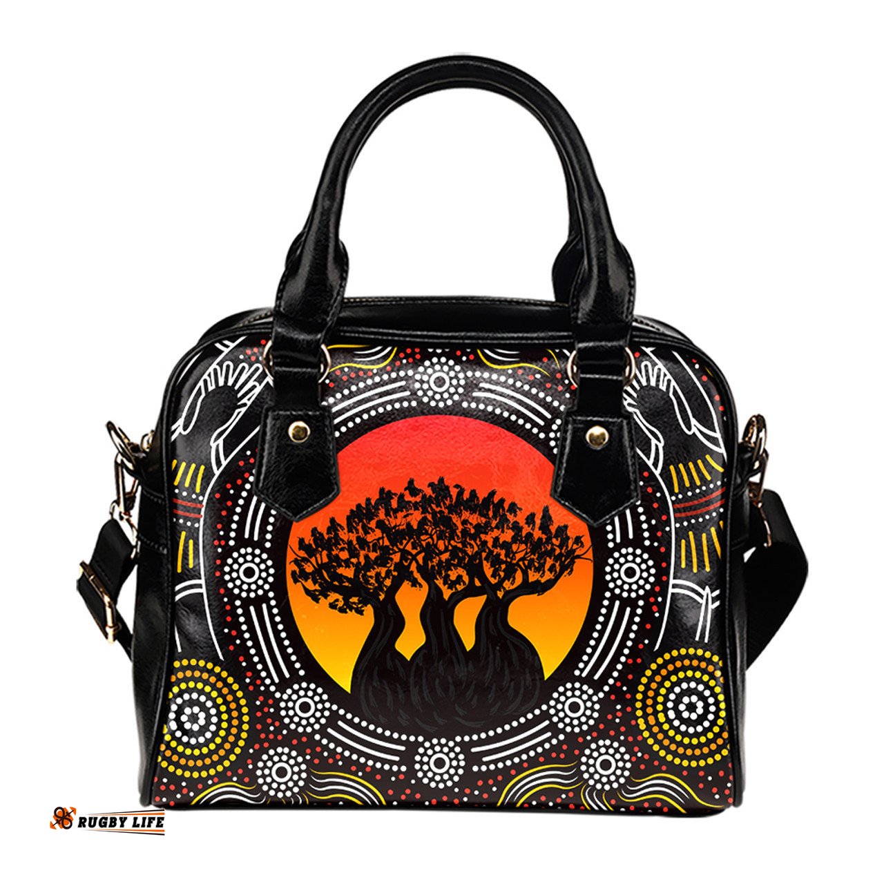 Indigenous Australian Aboriginal Sunset Blessings Beneath The Sacred Ancestor Trees Shoulder Handbag